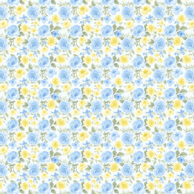 Timeless Treasures Cottage Charm Packed Antique Rose Quilting Cotton Fabric- Sky