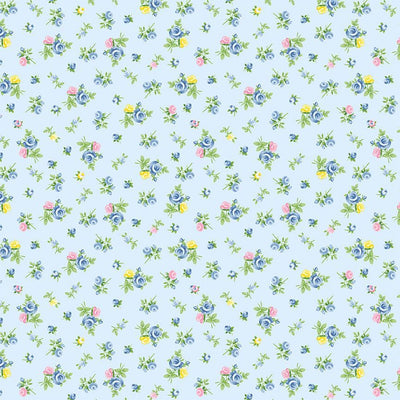 Timeless Treasures Cottage Charm Tossed Tiny Rose Quilting Cotton Fabric- Blue