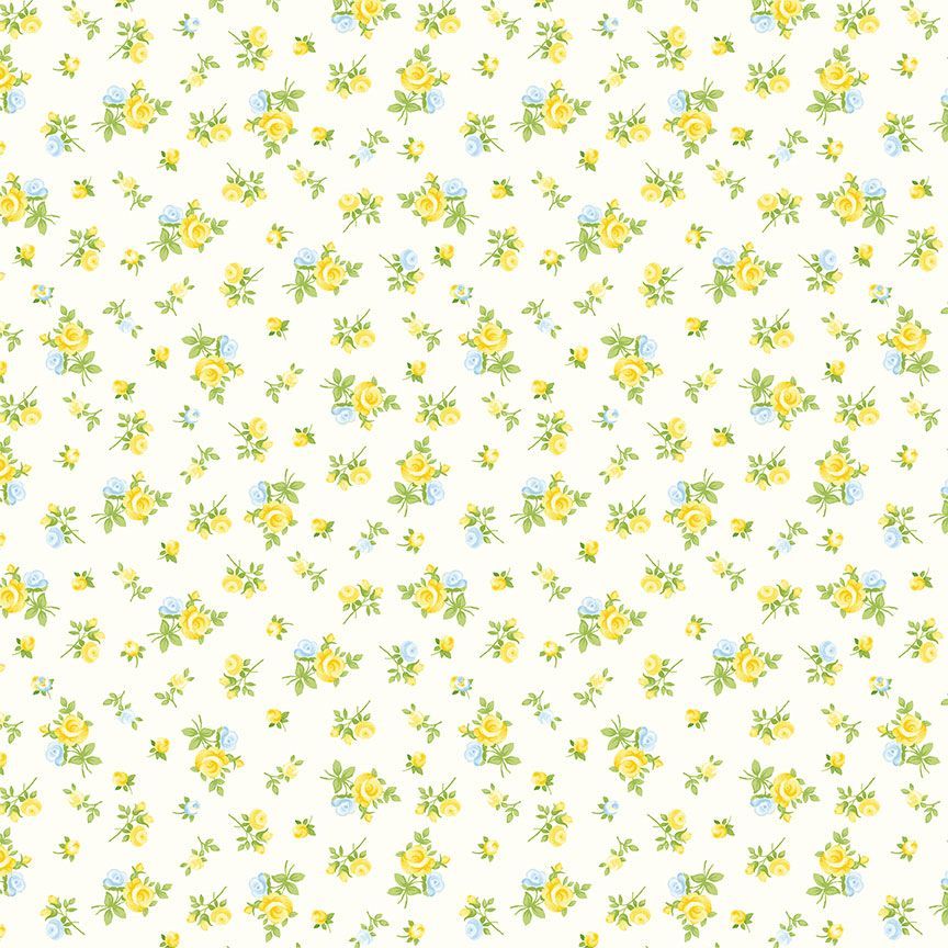 Timeless Treasures Cottage Charm Tossed Tiny Rose Quilting Cotton Fabric- Butter