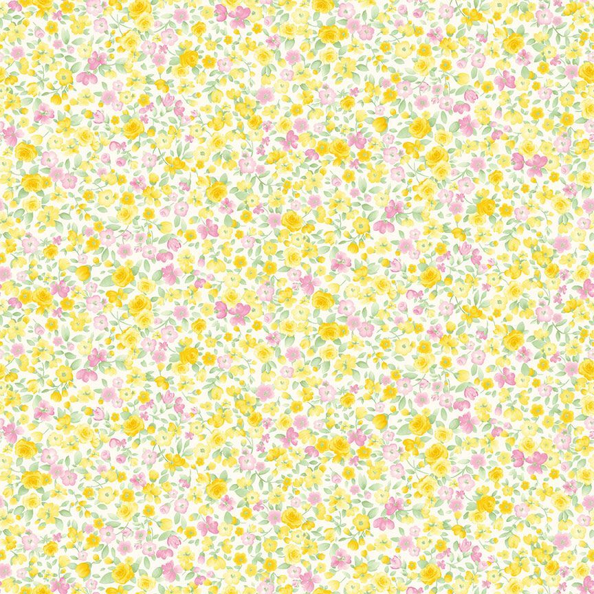 Timeless Treasures Cottage Charm Tiny Antique Floral Quilting Cotton Fabric- Butter