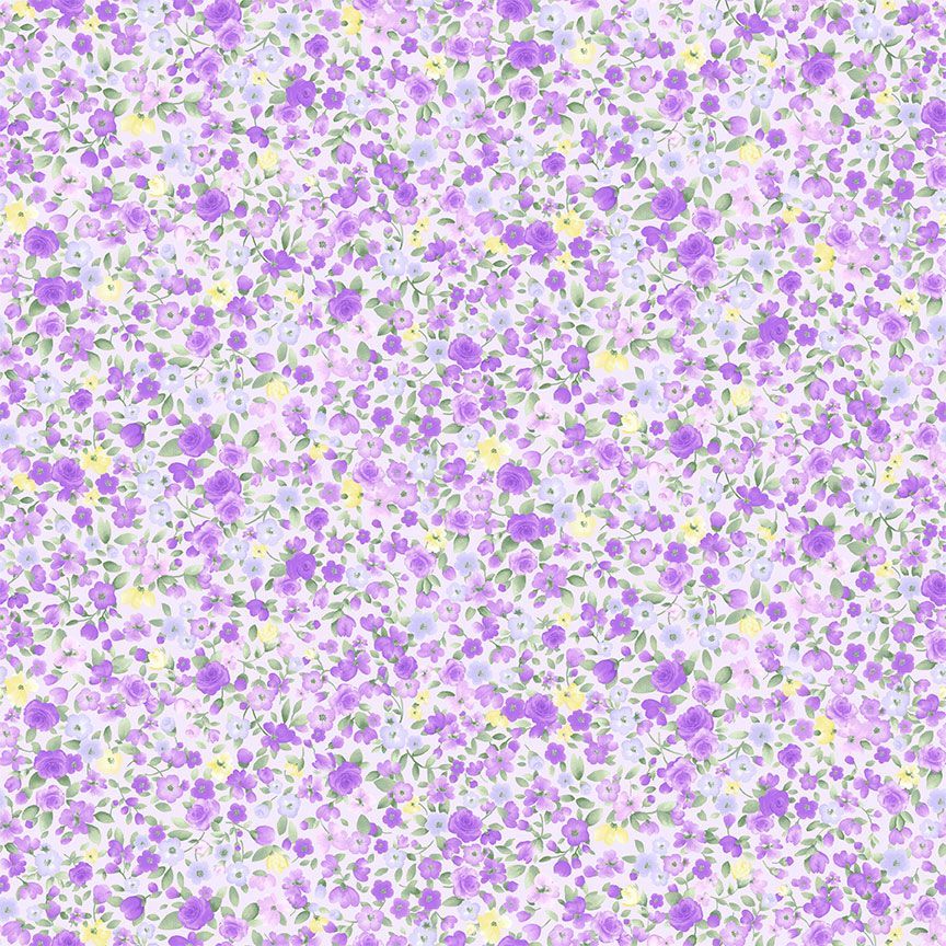 Timeless Treasures Cottage Charm Tiny Antique Floral Quilting Cotton Fabric- Lilac