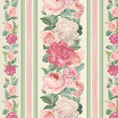 Timeless Treasures Jardin Rose Jardin 11" Stripe Quilting Cotton Fabric- Cream
