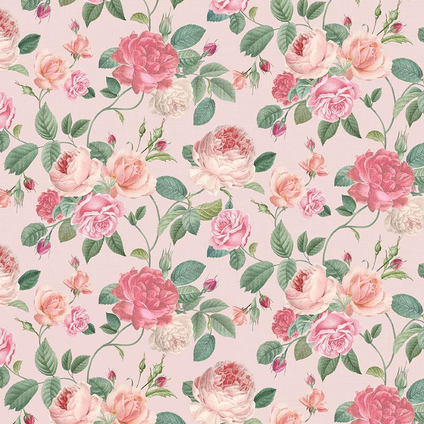 Timeless Treasures Jardin Rose Jardin Bouquets Quilting Cotton Fabric- Pink