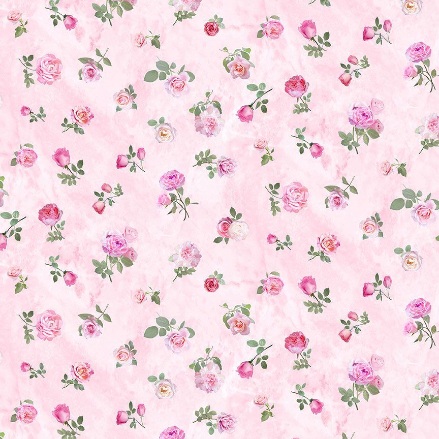Timeless Treasures BelleRose Tossed Roses Quilting Cotton Fabric- Pink