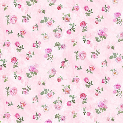 Timeless Treasures BelleRose Tossed Roses Quilting Cotton Fabric- Pink