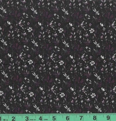 Rachelle Deep Plum Tiny Floral Stripe Crepe Polyester Fabric