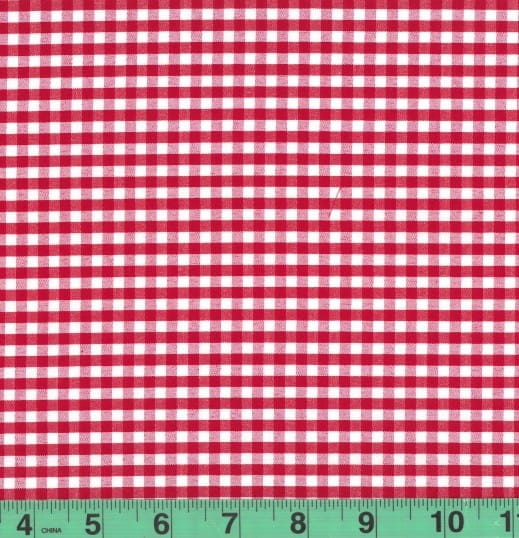1/8" Red Checkered Yarn Dyed Poly Cotton Fabric