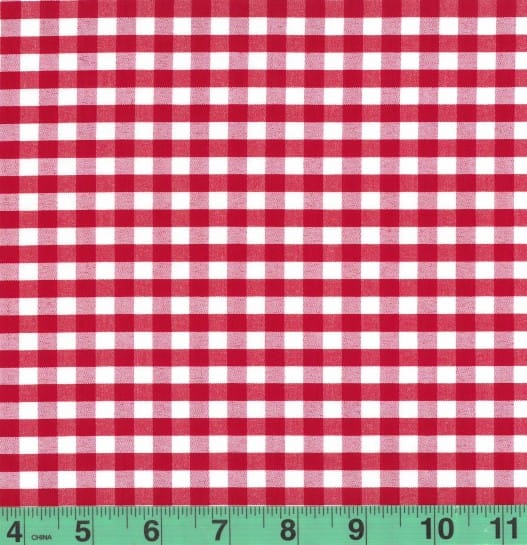 1/4" Red Checkered Yarn Dyed Poly Cotton Fabric