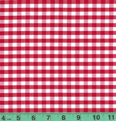 1/4" Red Checkered Yarn Dyed Poly Cotton Fabric