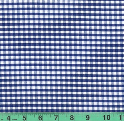 1/8" Royal Blue Checkered Yarn Dyed Poly Cotton Fabric