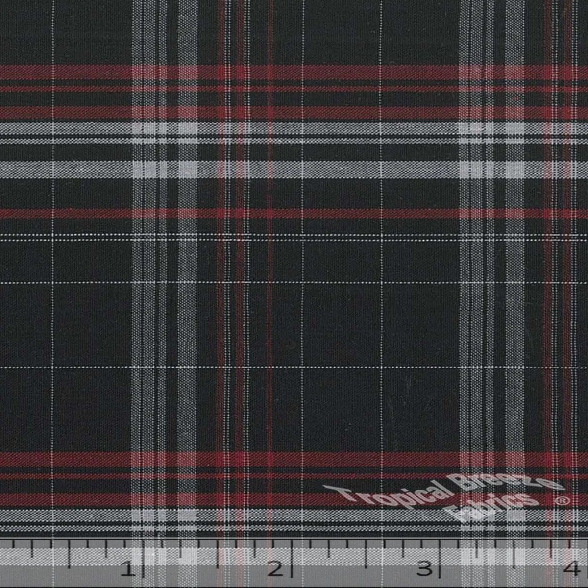 Black & Red Plaid Yarn Dyed Poly Cotton Fabric - 1 1/2 yds