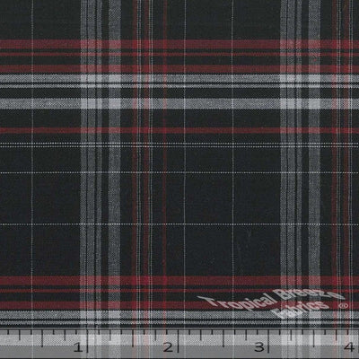 Black & Red Plaid Yarn Dyed Poly Cotton Fabric - 1 1/2 yds