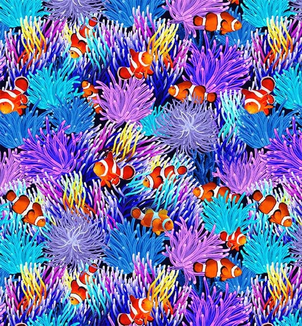 Timeless Treasures Ocean Life Coral Reef Fish Quilting Cotton Fabric- Multi