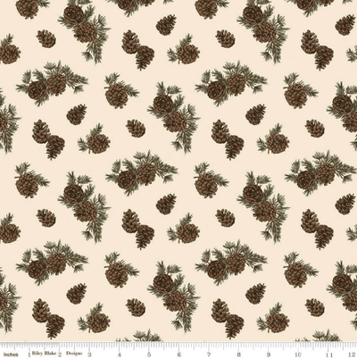 Riley Blake Pine Grove Pinecones Quilting Cotton Fabric- Putty