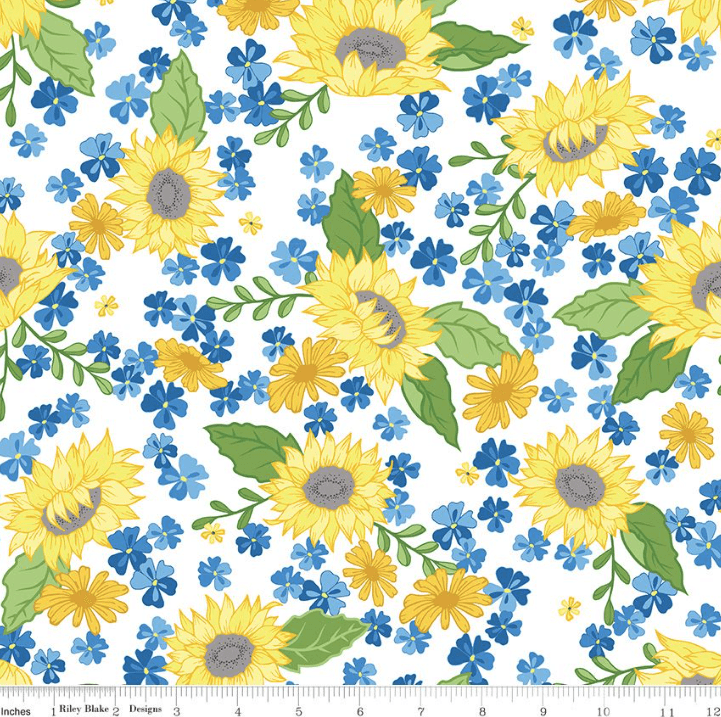 Riley Blake Sunny Skies Main Quilting Cotton Fabric- White
