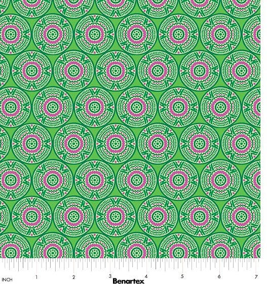 Benartex Cheeto's World Medallions Quilting Cotton Fabric- Grass