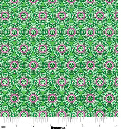 Benartex Cheeto's World Medallions Quilting Cotton Fabric- Grass