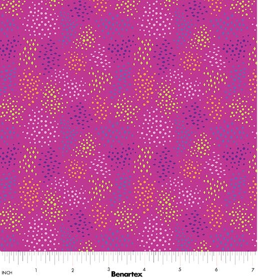 Benartex Cheeto's World Ditsy Dots Quilting Cotton Fabric- Fuchsia