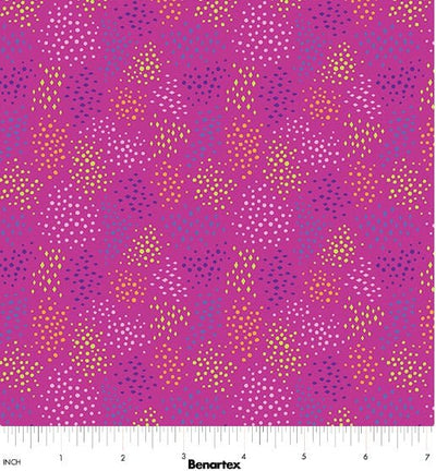 Benartex Cheeto's World Ditsy Dots Quilting Cotton Fabric- Fuchsia