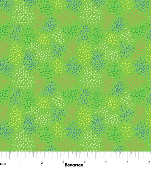 Benartex Cheeto's World Ditsy Dots Quilting Cotton Fabric- Grass