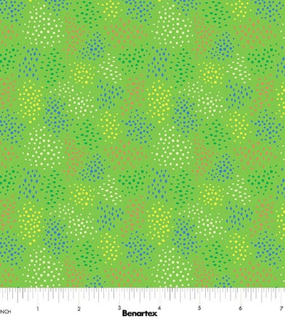 Benartex Cheeto's World Ditsy Dots Quilting Cotton Fabric- Grass
