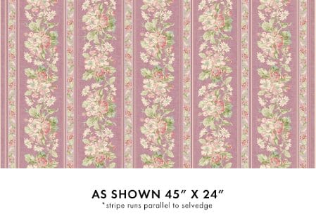 Benartex Beloved Apple Blossom Stripe Quilting Cotton Fabric- Washed Rose