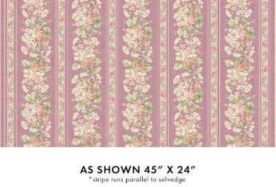 Benartex Beloved Apple Blossom Stripe Quilting Cotton Fabric- Washed Rose