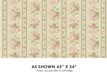 Benartex Beloved Apple Blossom Stripe Quilting Cotton Fabric- Natural