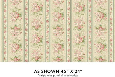 Benartex Beloved Apple Blossom Stripe Quilting Cotton Fabric- Natural