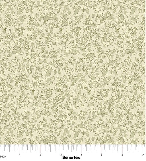 Benartex Beloved Beloved Calico Quilting Cotton Fabric- Sage/Natural