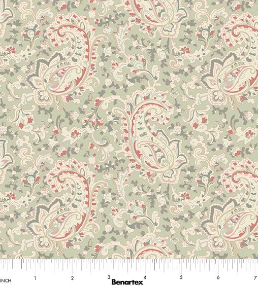 Benartex Beloved Prague Paisley Quilting Cotton Fabric- Willow