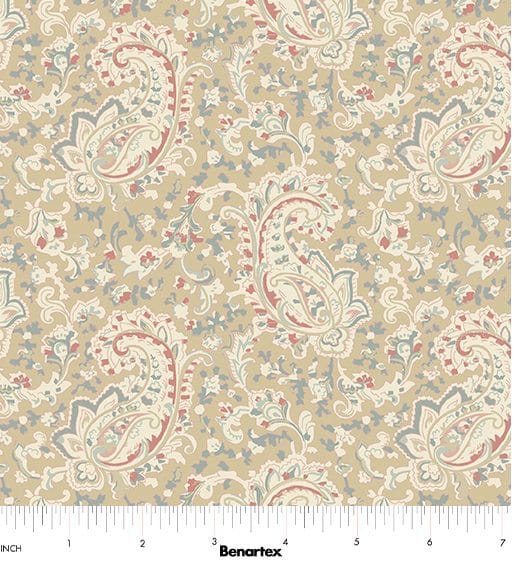 Benartex Beloved Prague Paisley Quilting Cotton Fabric- Natural