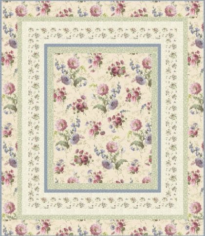 Downloadable Wild Flowers Pretty Floral 32" x 37" Quilt Pattern