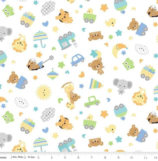 Riley Blake Special Delivery Toss Quilting Cotton Flannel- White