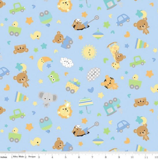 Riley Blake Special Delivery Toss Quilting Cotton Flannel- Blue