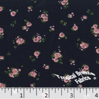 Navy Blue Floral Double Brushed Knit Fabric