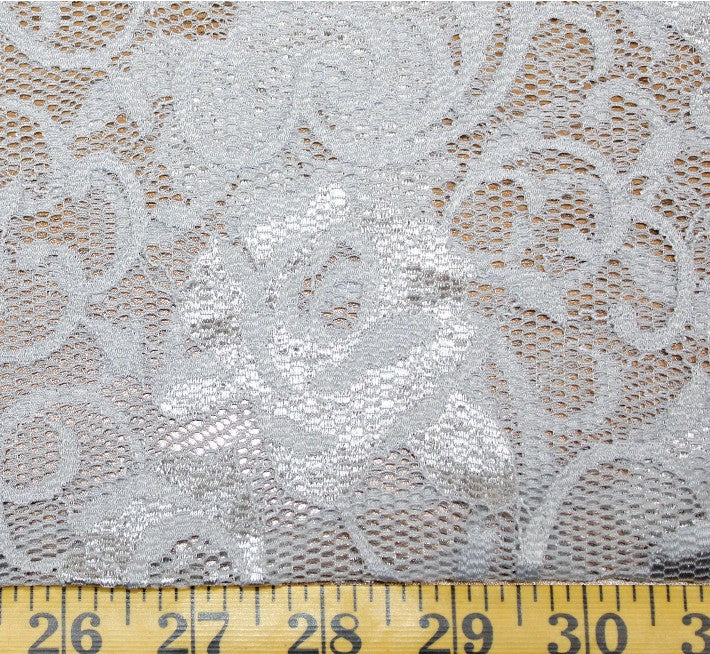 Silver Rose Lace with Scalloped Edge