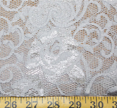 Silver Rose Lace with Scalloped Edge
