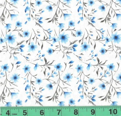 Sheila Blue Floral Swiss Dot Knit Fabric