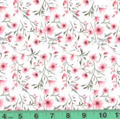 Sheila Salmon Floral Swiss Dot Knit Fabric