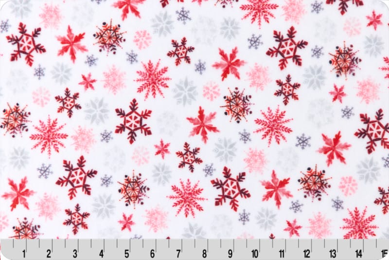 Shannon Fabrics Cuddle Single Sided 58/60" wide- Snow Frost Scarlet