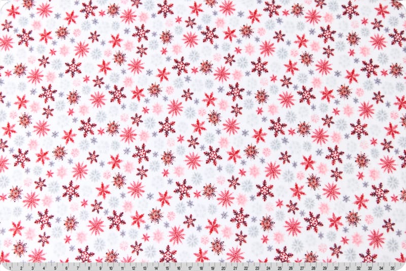 Shannon Fabrics Cuddle Single Sided 58/60" wide- Snow Frost Scarlet