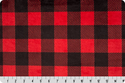Shannon Fabrics Cuddle Single Sided 58/60" wide- Buffalo Check 1 3/4" Scarlet/Black