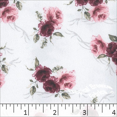Burgundy Roses Dream Crepe Polyester Fabric