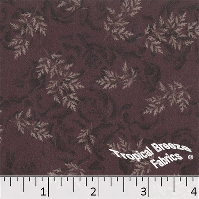 Wine Floral Silk Mist Polyester Fabric