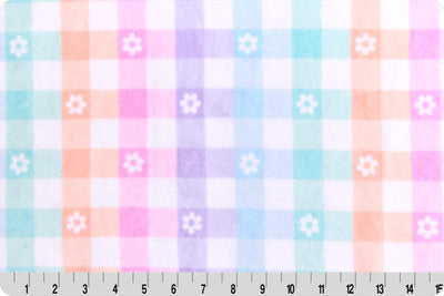 Shannon Fabrics Cuddle Cloud Double Sided 58/60" wide- Pastel Gingham Daisy