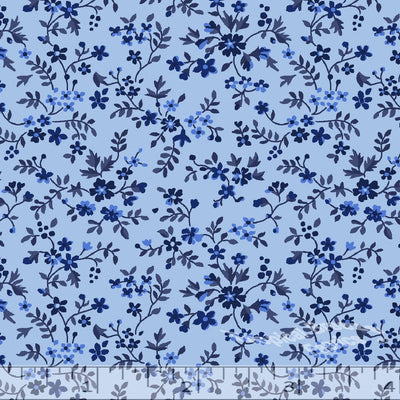 Blue Tiny Floral Poly Cotton Fabric - 14"
