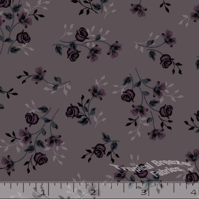 Taupe Romantic Roses Poly Cotton Fabric - 38"