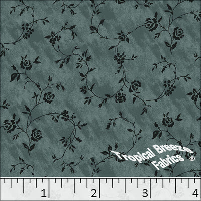 Dusty Jade Roses Poly Cotton Dress Fabric