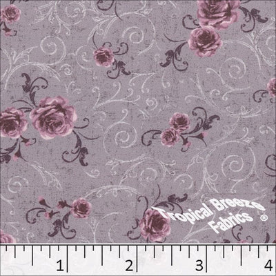 Grapemist Peach Cream Roses Polyester Fabric